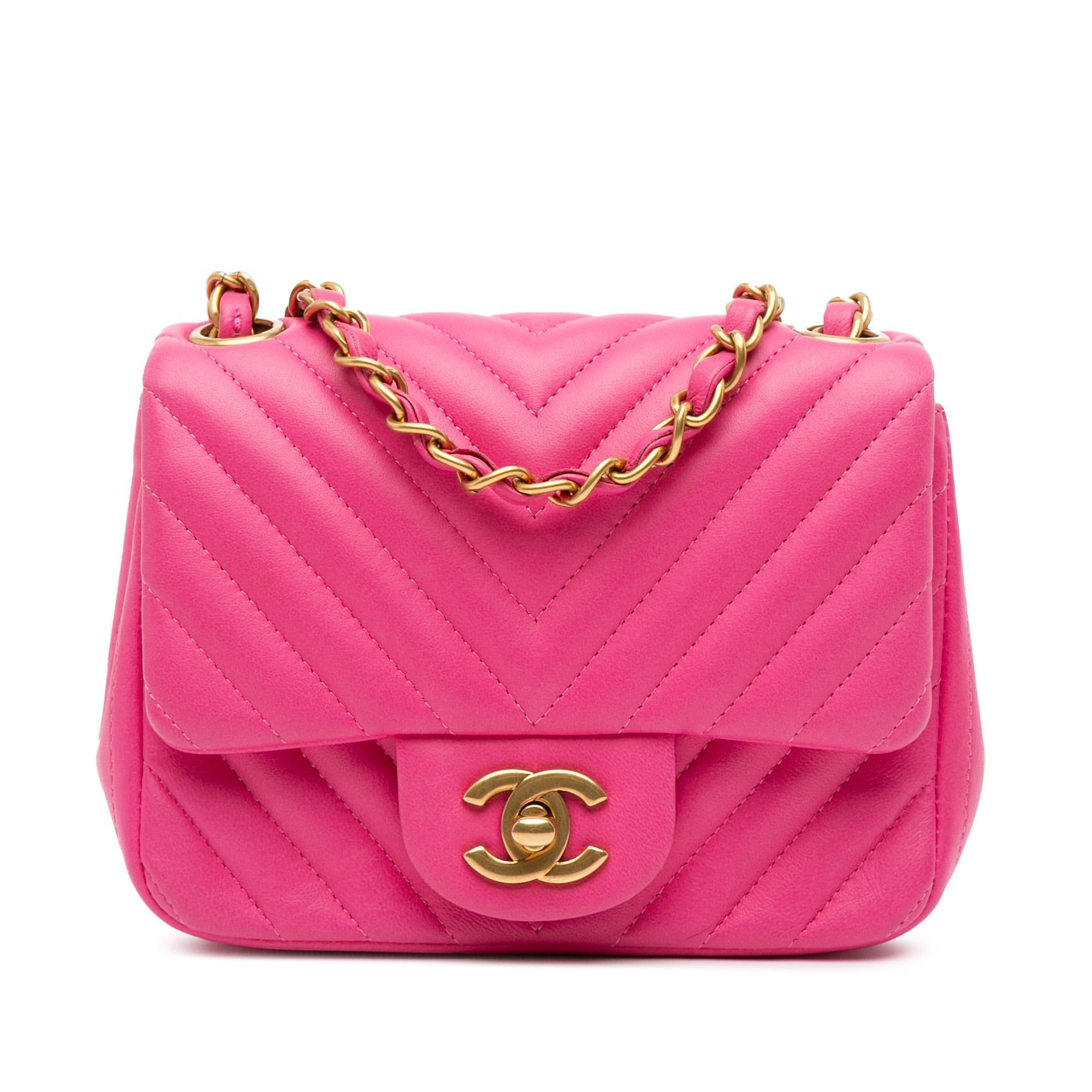 Chanel Mini Square Classic Chevron Lambskin Single Flap