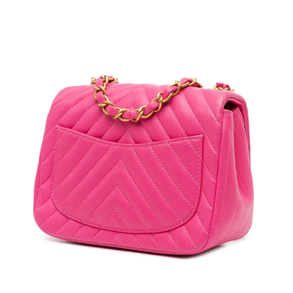 Chanel Mini Square Classic Chevron Lambskin Single Flap