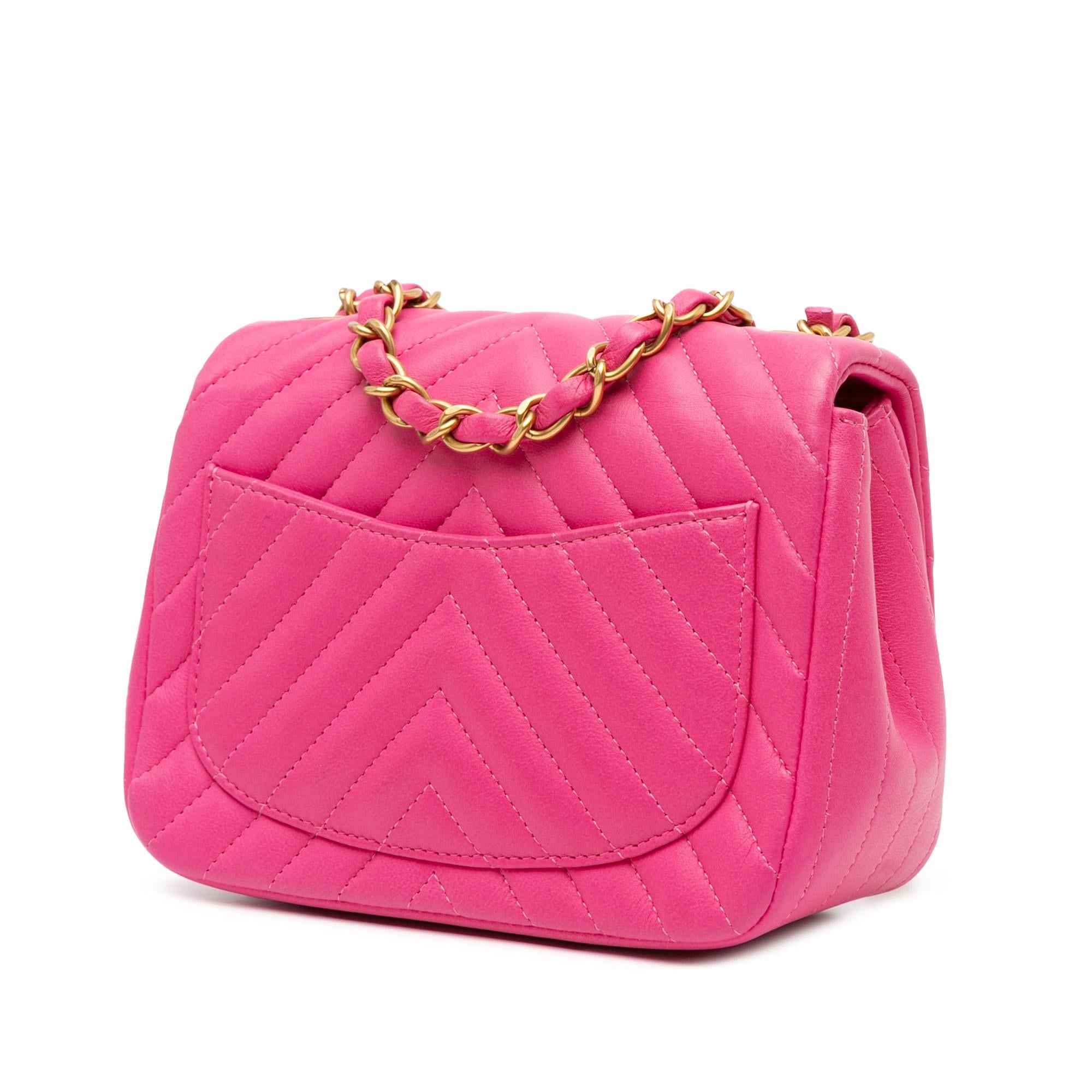 Chanel Mini Square Classic Chevron Lambskin Single Flap