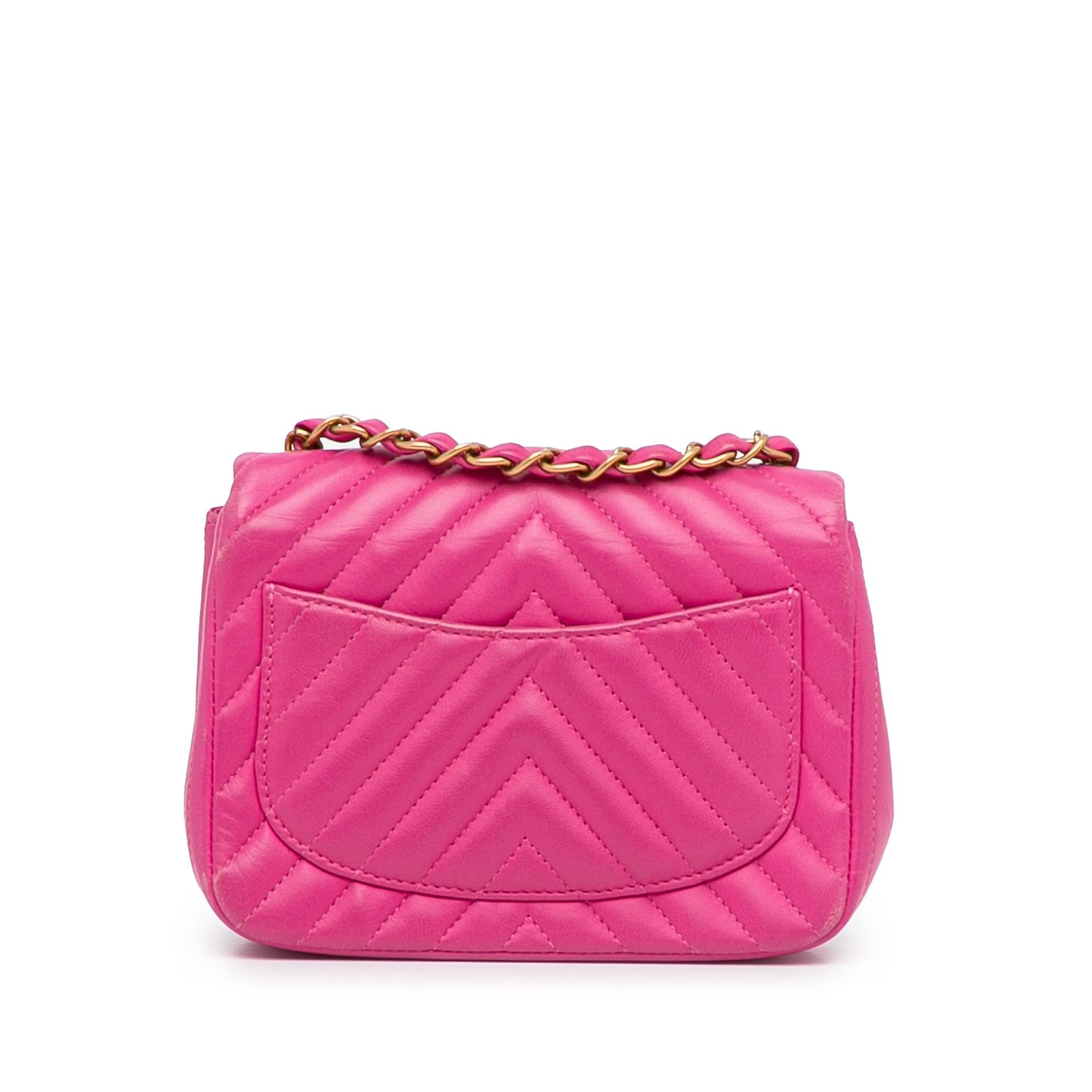Chanel Mini Square Classic Chevron Lambskin Single Flap
