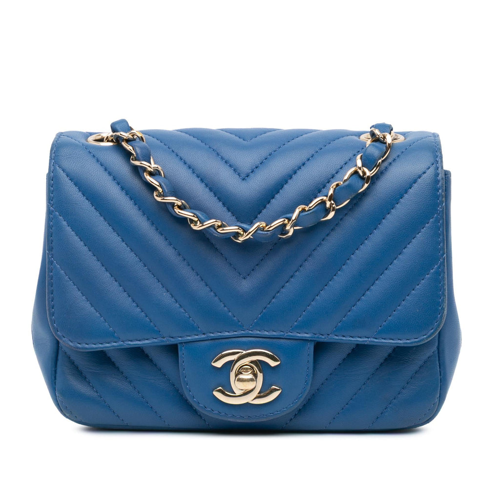 Chanel Mini Square Classic Chevron Lambskin Single Flap