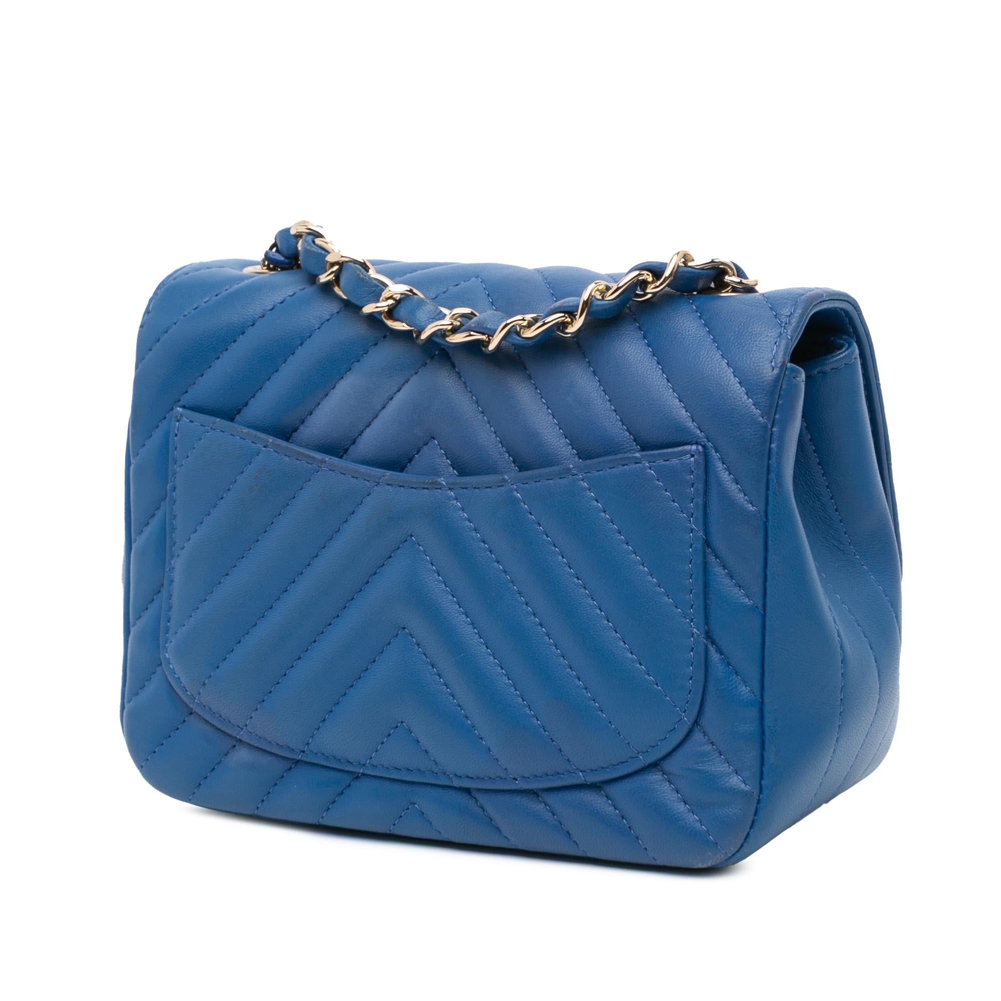Chanel Mini Square Classic Chevron Lambskin Single Flap