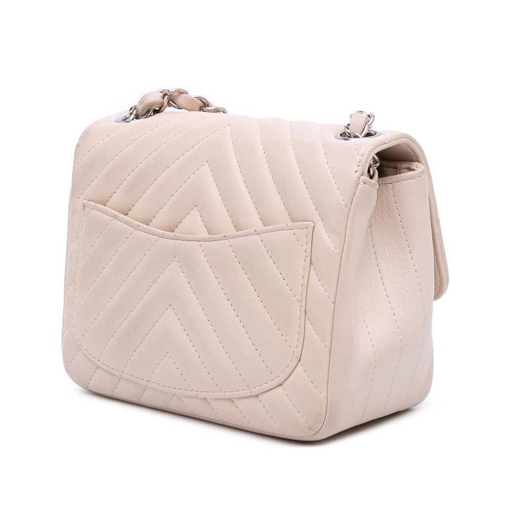 Chanel Mini Square Classic Chevron Lambskin Single Flap