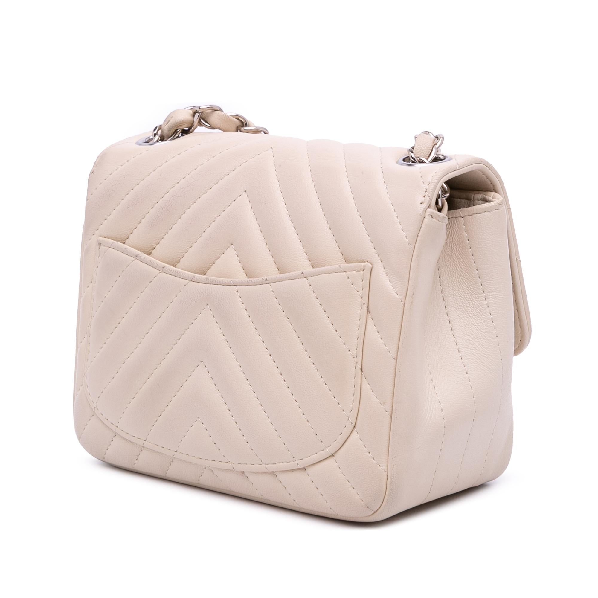 Chanel Mini Square Classic Chevron Lambskin Single Flap
