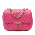 Chanel Mini Square Classic Chevron Lambskin Single Flap