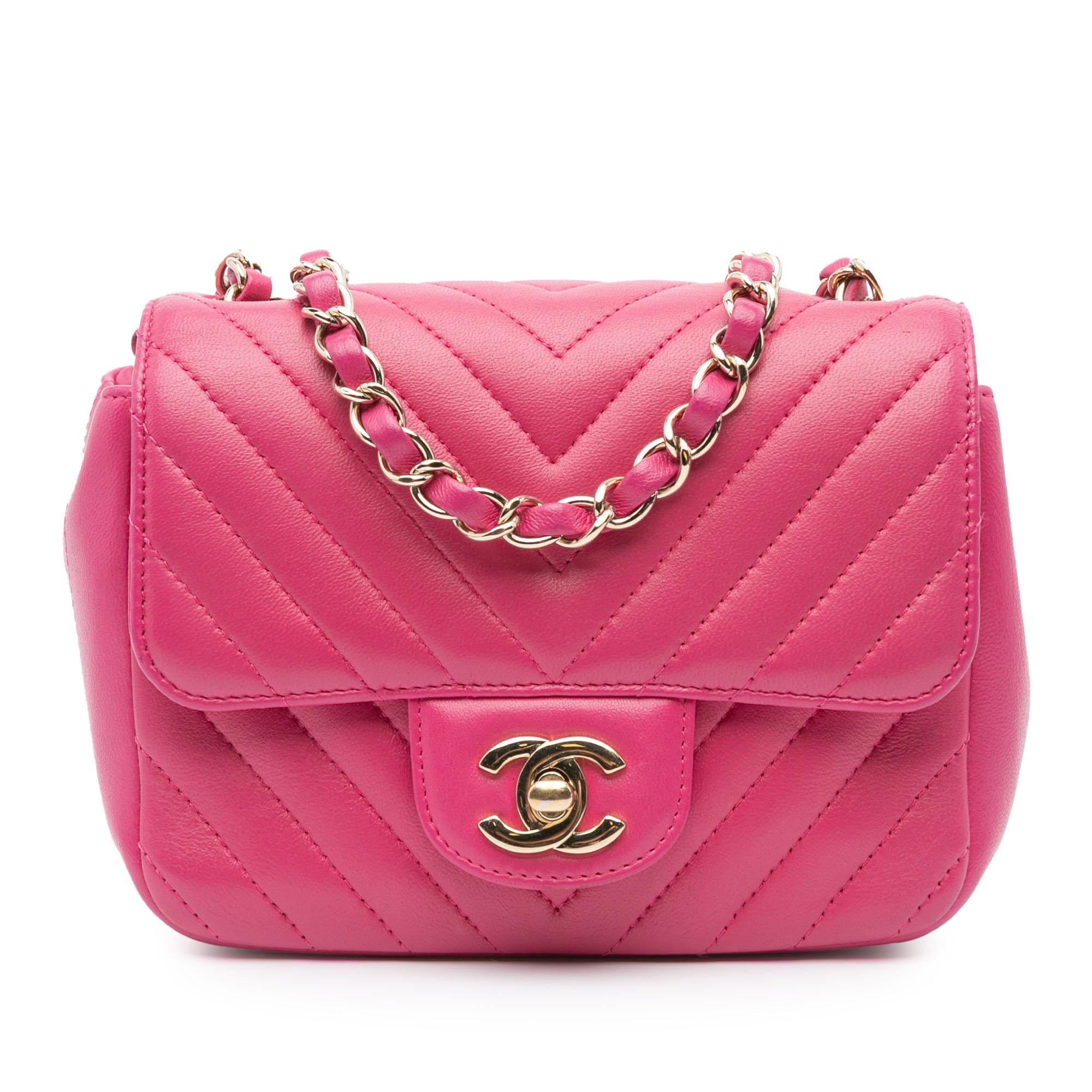 Chanel Mini Square Classic Chevron Lambskin Single Flap