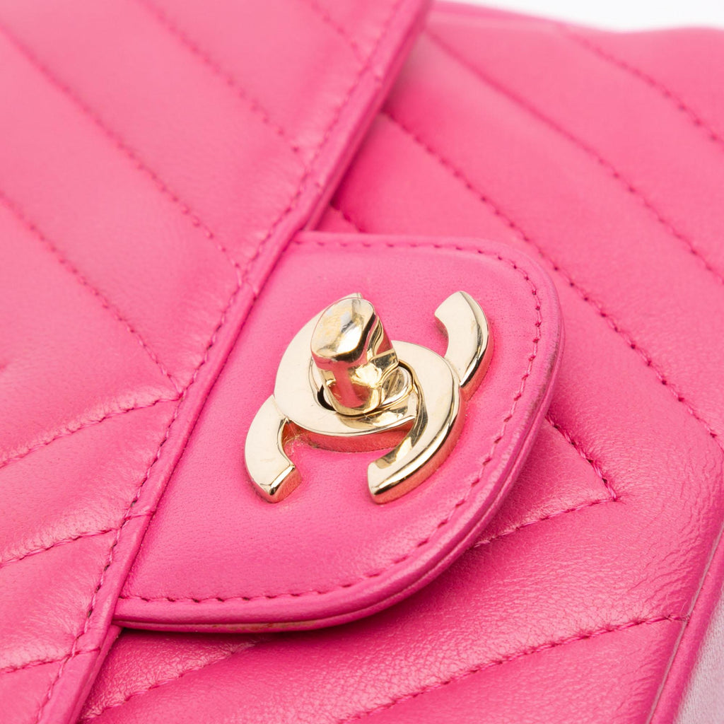 Chanel Mini Square Classic Chevron Lambskin Single Flap