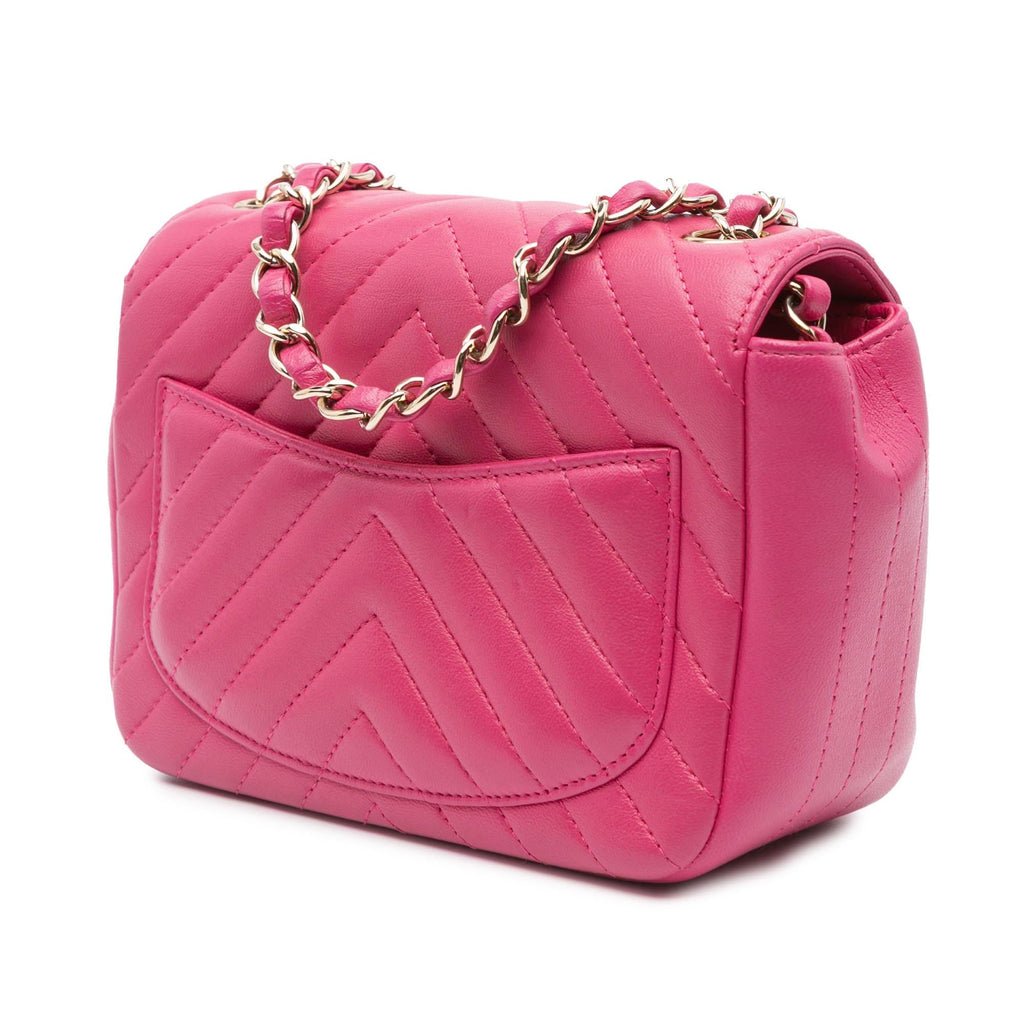 Chanel Mini Square Classic Chevron Lambskin Single Flap