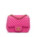 Chanel Mini Square Classic Chevron Lambskin Single Flap