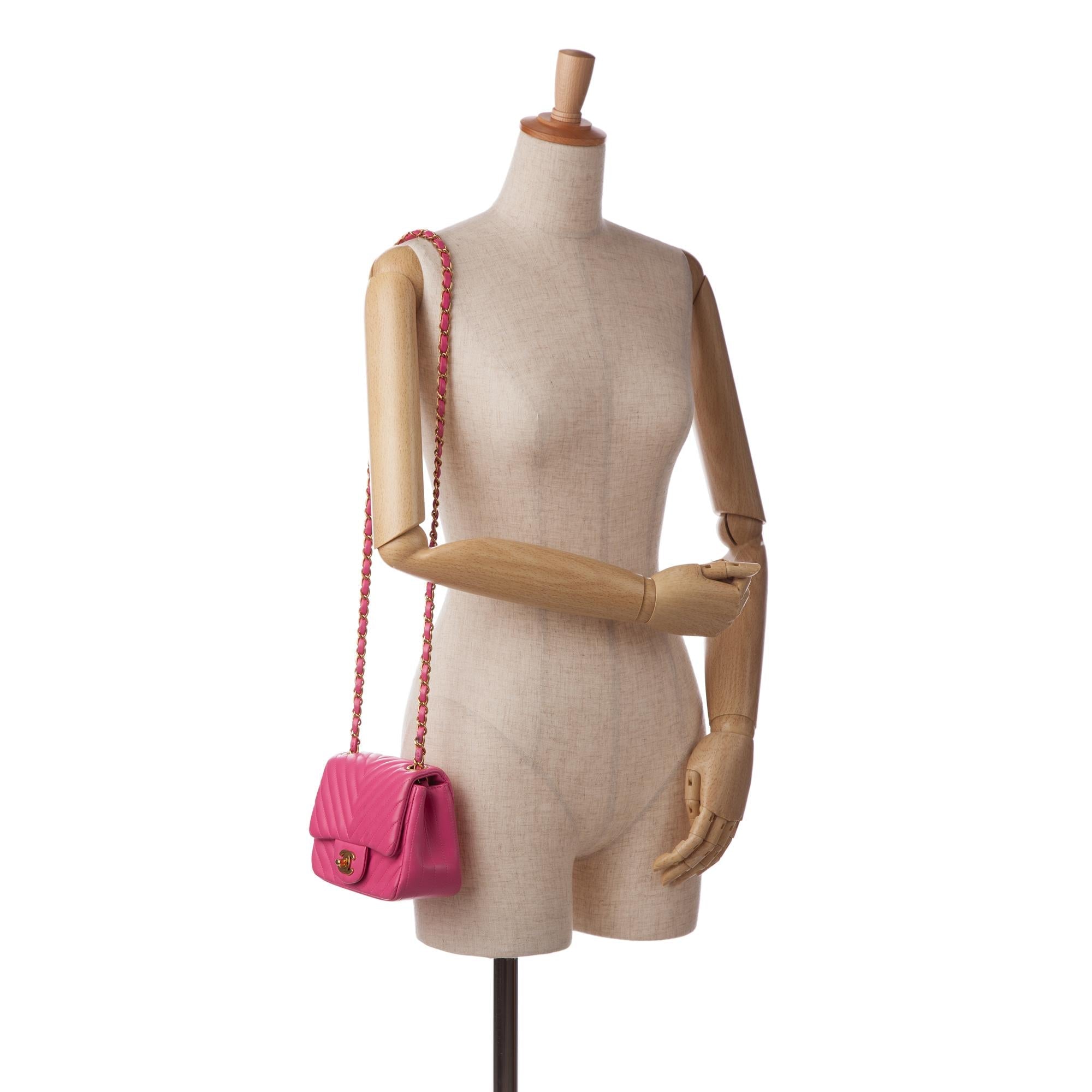 Chanel Mini Square Classic Chevron Lambskin Single Flap
