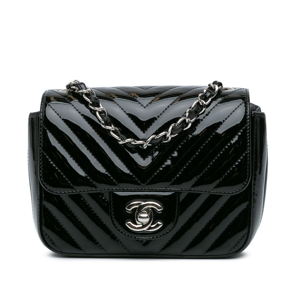 Chanel Mini Square Classic Chevron Patent Flap