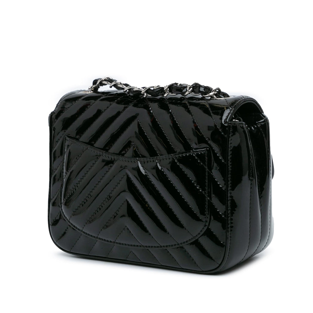 Chanel Mini Square Classic Chevron Patent Flap