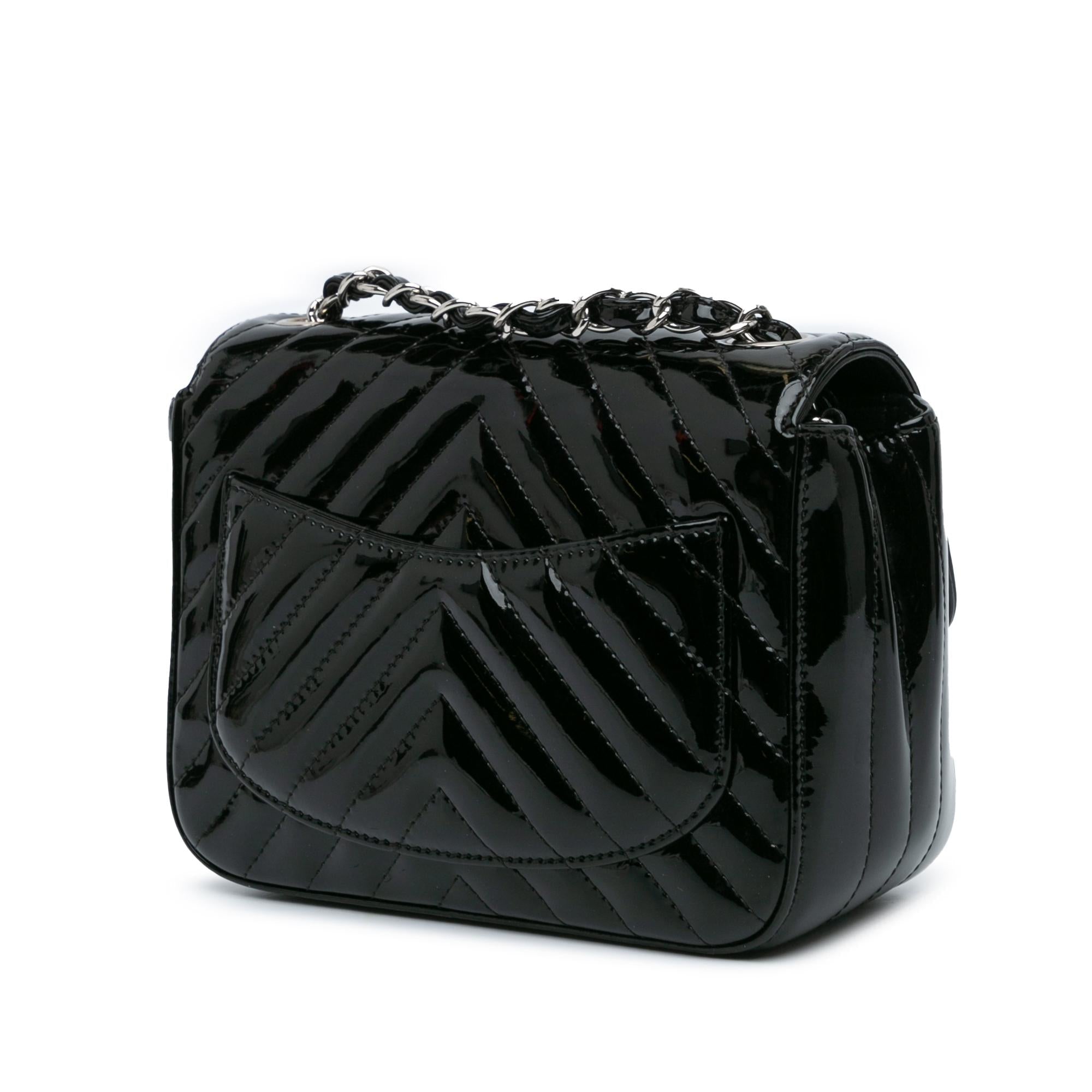 Chanel Mini Square Classic Chevron Patent Flap