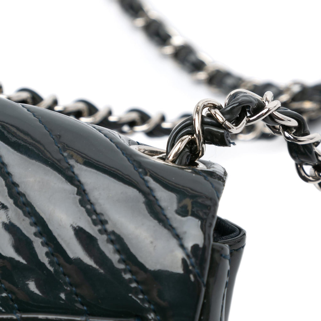 Chanel Mini Square Classic Chevron Patent Single Flap