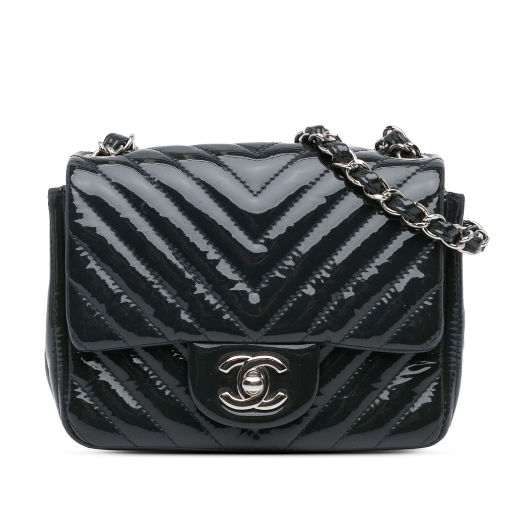 Chanel Mini Square Classic Chevron Patent Single Flap