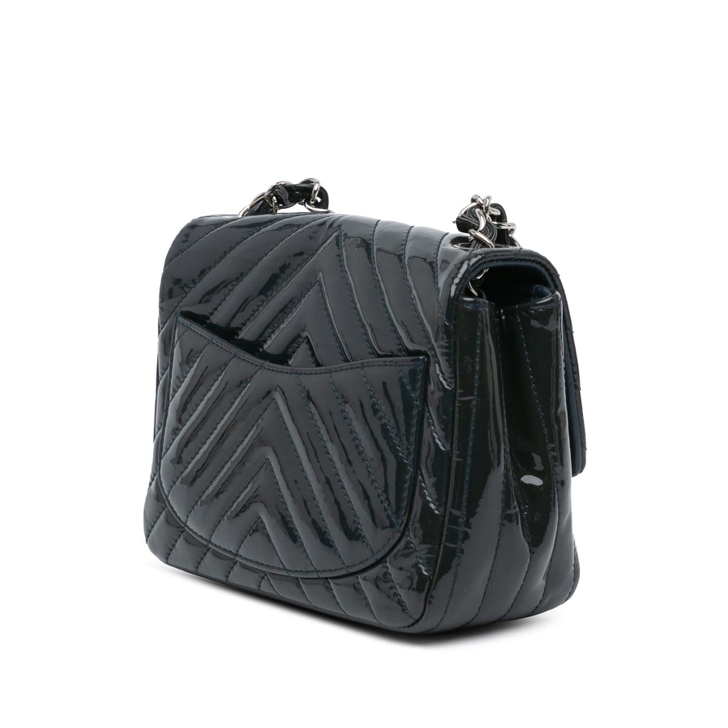 Chanel Mini Square Classic Chevron Patent Single Flap