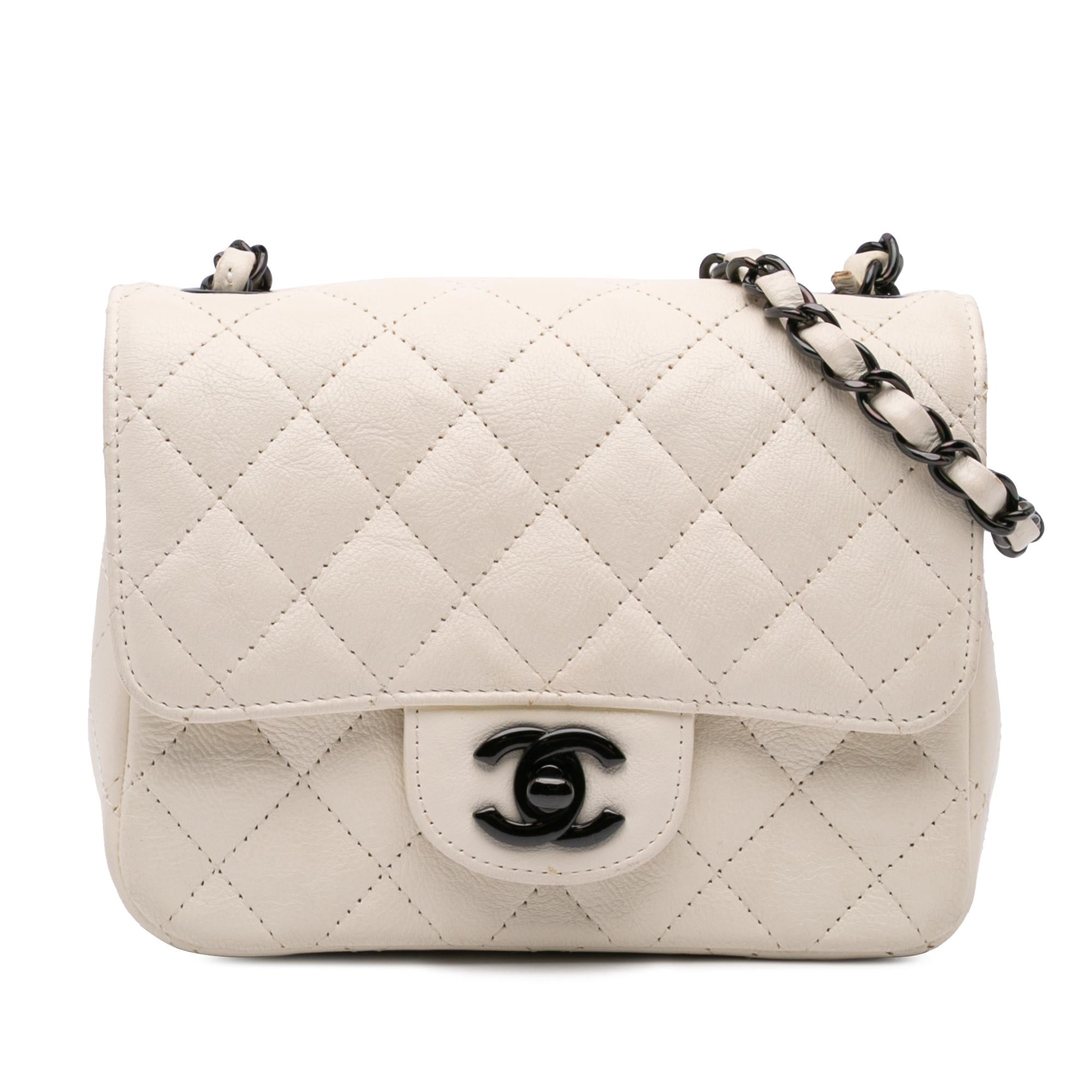Chanel Mini Square Classic Crumpled Calfskin Single Flap