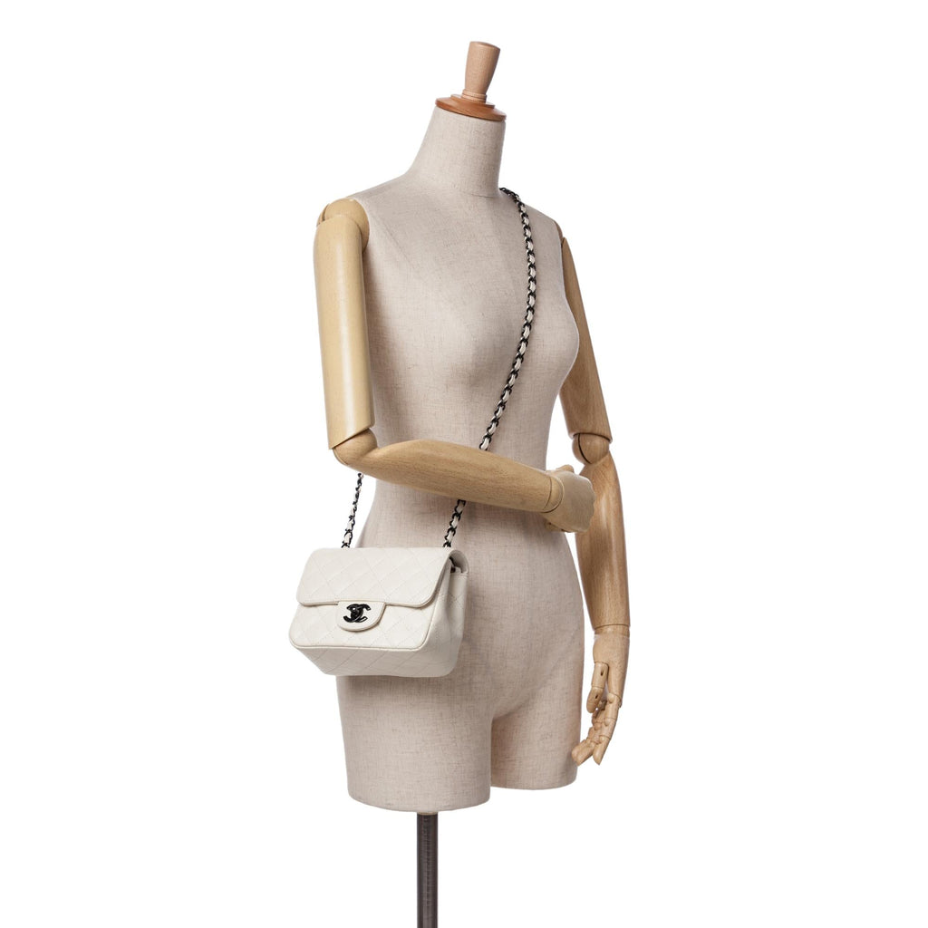 Chanel Mini Square Classic Crumpled Calfskin Single Flap