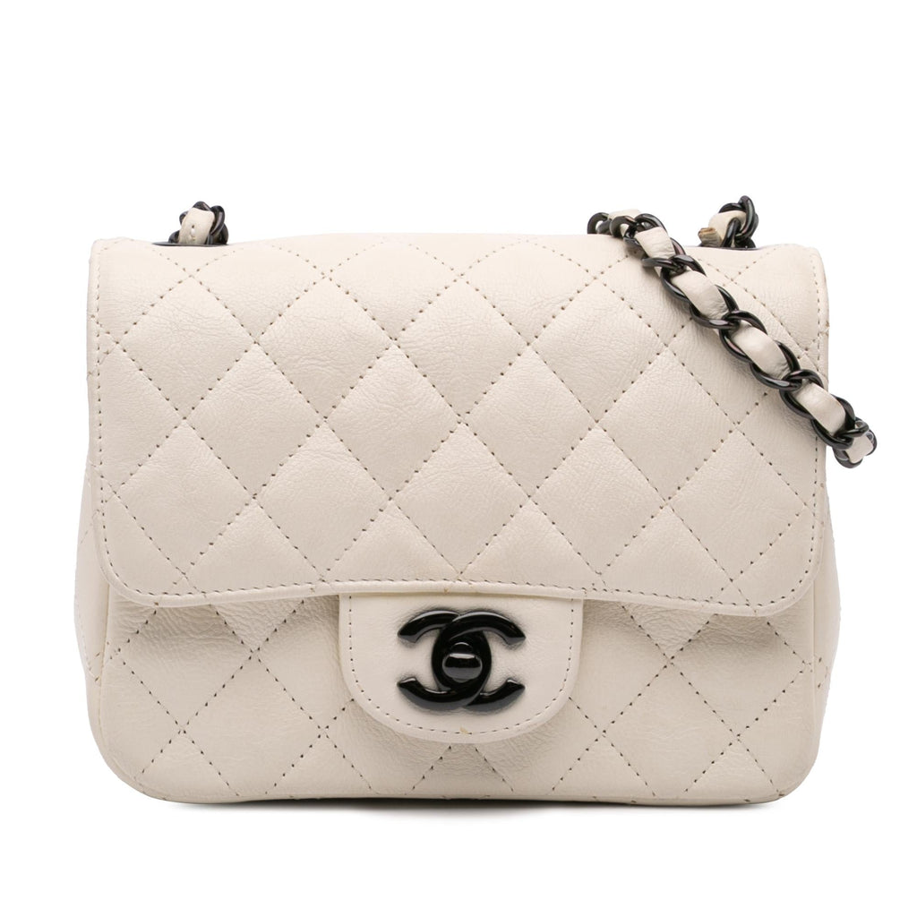 Chanel Mini Square Classic Crumpled Calfskin Single Flap