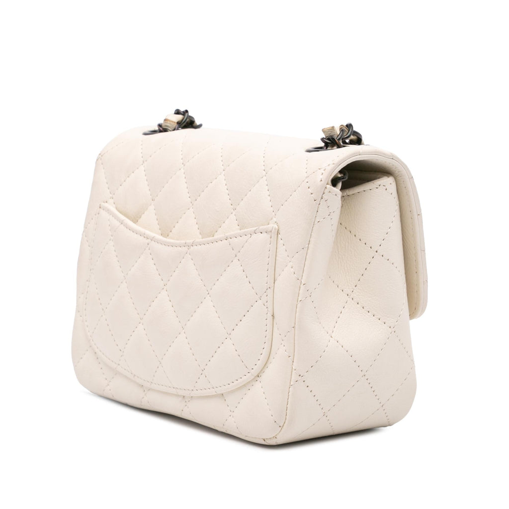 Chanel Mini Square Classic Crumpled Calfskin Single Flap