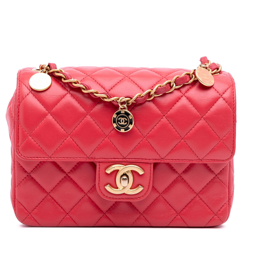 Chanel Mini Square Classic Lambskin Casino Royale Charms Single Flap