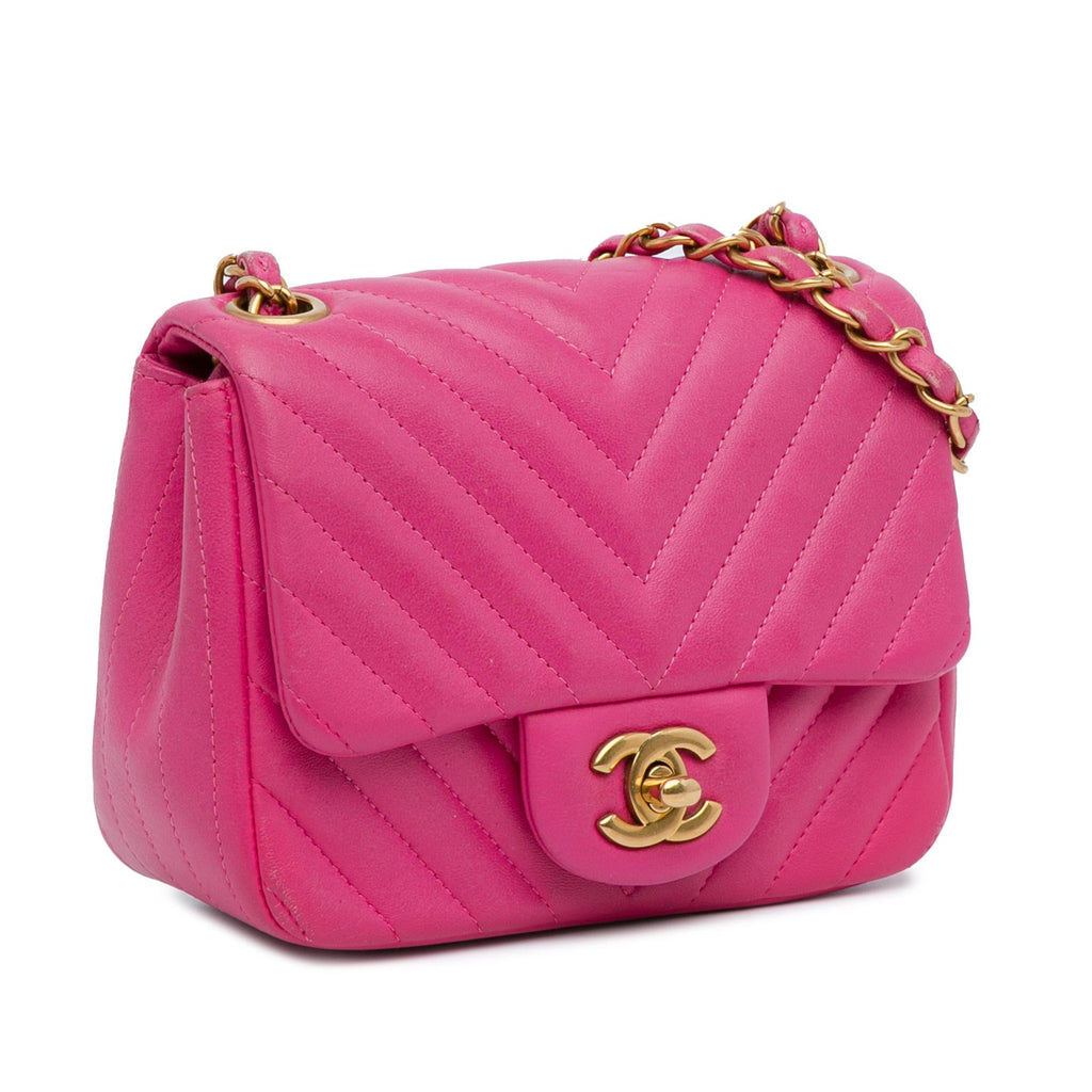 Chanel Mini Square Classic Lambskin Chevron Flap