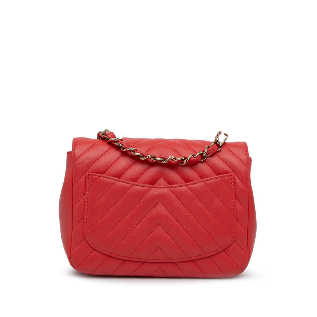 Chanel Mini Square Classic Lambskin Chevron Flap (SHG-HJTI2E)