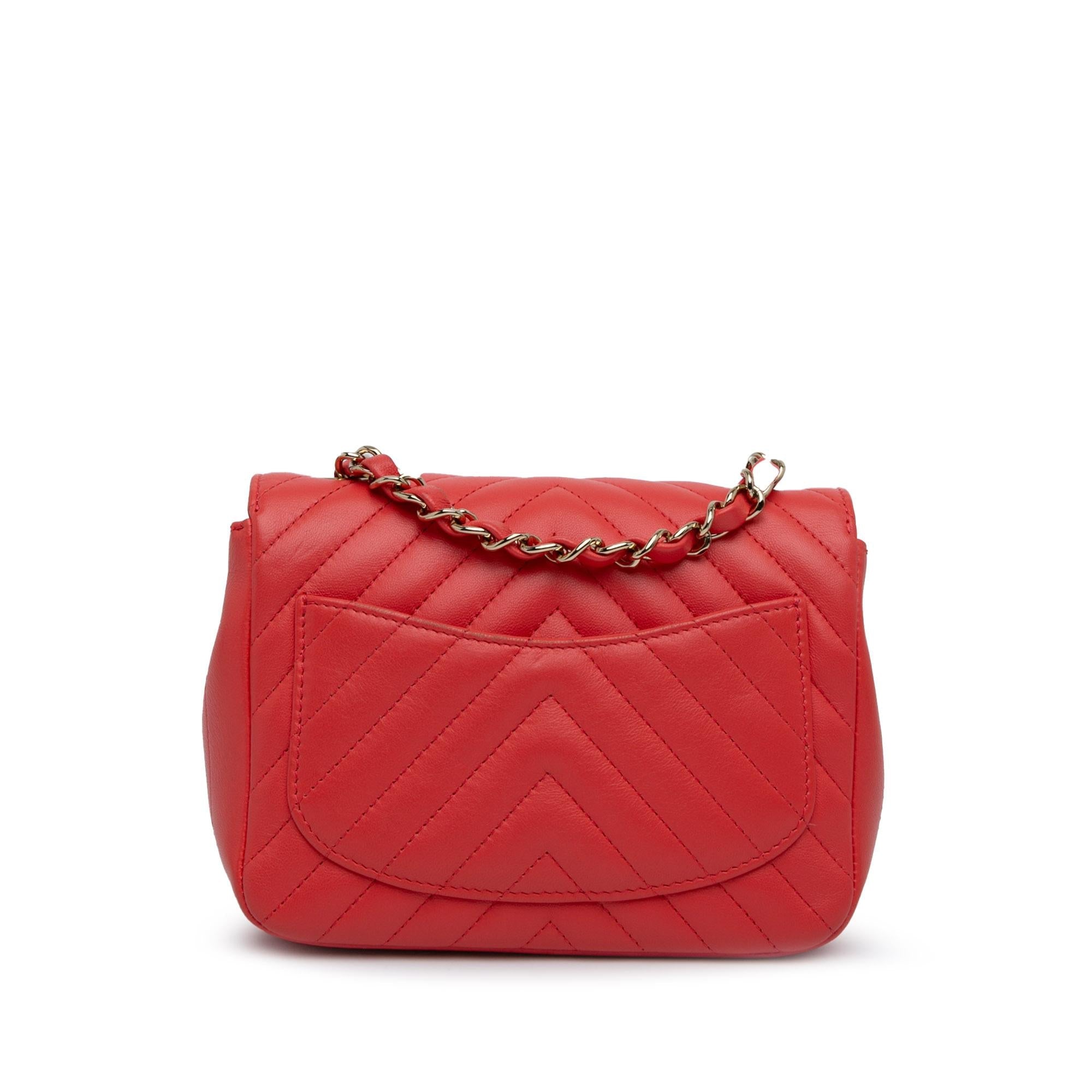 Chanel Mini Square Classic Lambskin Chevron Flap (SHG-HJTI2E)