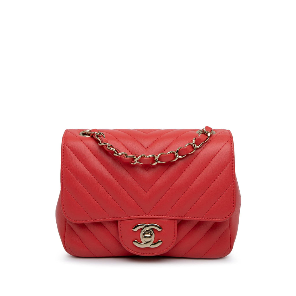 Chanel Mini Square Classic Lambskin Chevron Flap (SHG-HJTI2E)