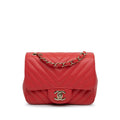 Chanel Mini Square Classic Lambskin Chevron Flap (SHG-HJTI2E)