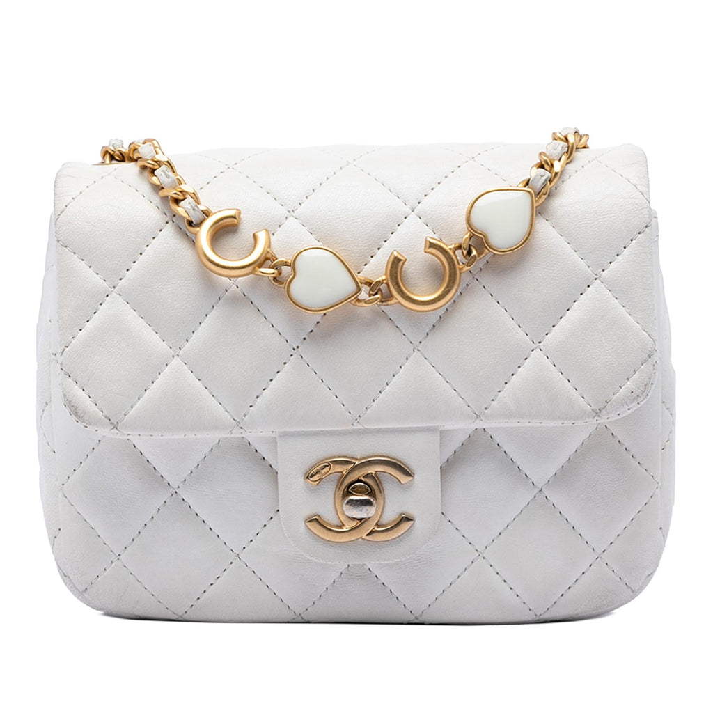 Chanel Mini Square Classic Lambskin Enamel Coco Hearts Single Flap