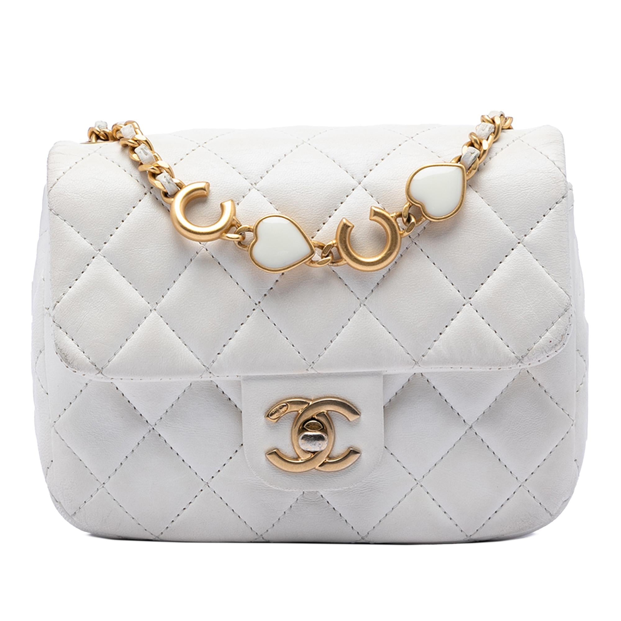 Chanel Mini Square Classic Lambskin Enamel Coco Hearts Single Flap