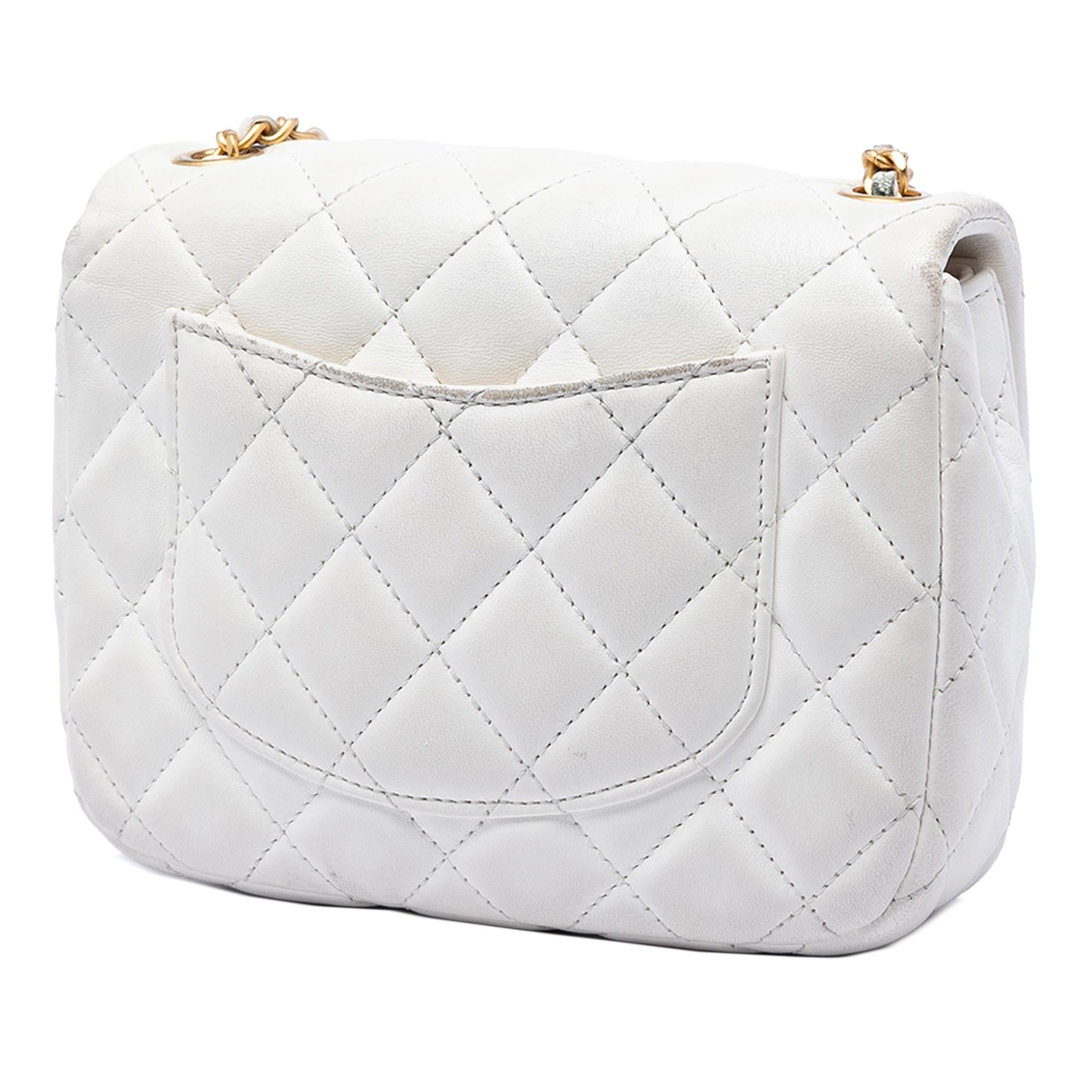 Chanel Mini Square Classic Lambskin Enamel Coco Hearts Single Flap