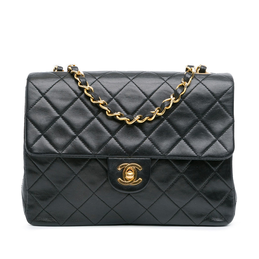 Chanel Mini Square Classic Lambskin Leather Single Flap Bag (SHG-hqpiJu)