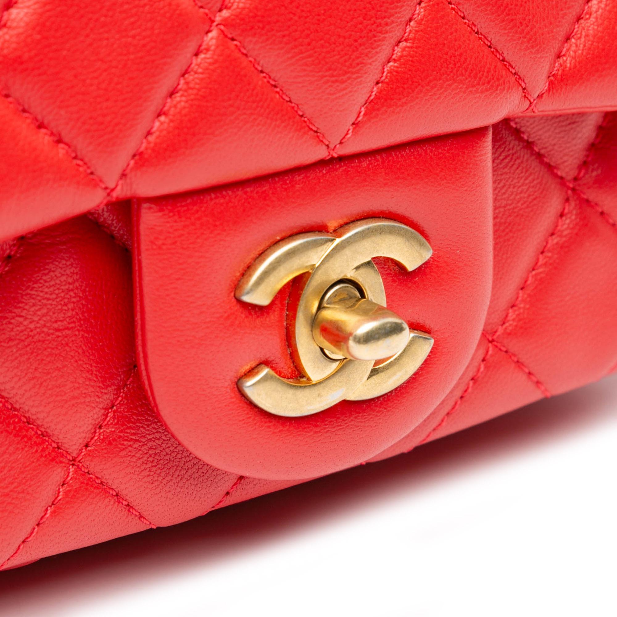Chanel Mini Square Classic Lambskin Pearl Crush Single Flap
