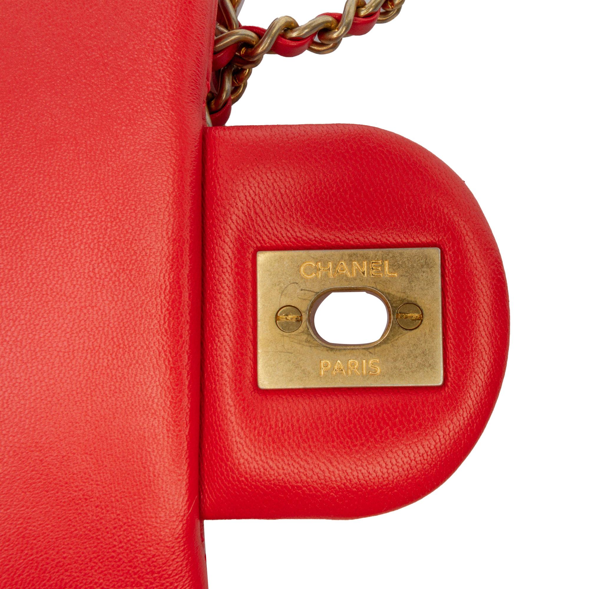 Chanel Mini Square Classic Lambskin Pearl Crush Single Flap