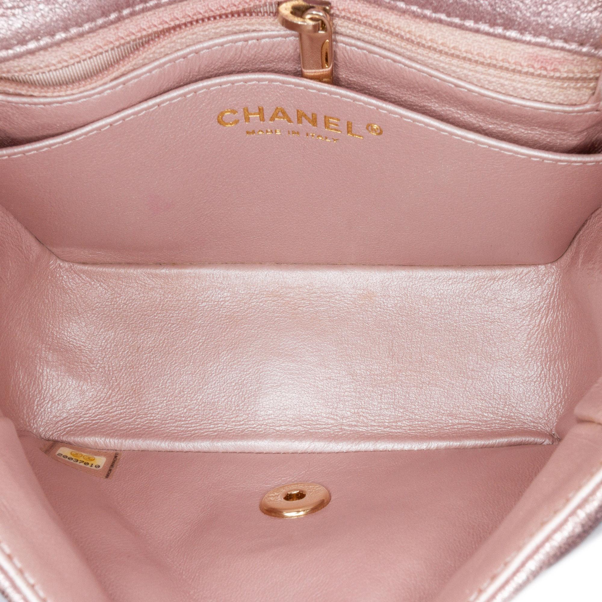 Chanel Mini Square Classic Metallic Calfskin Single Flap