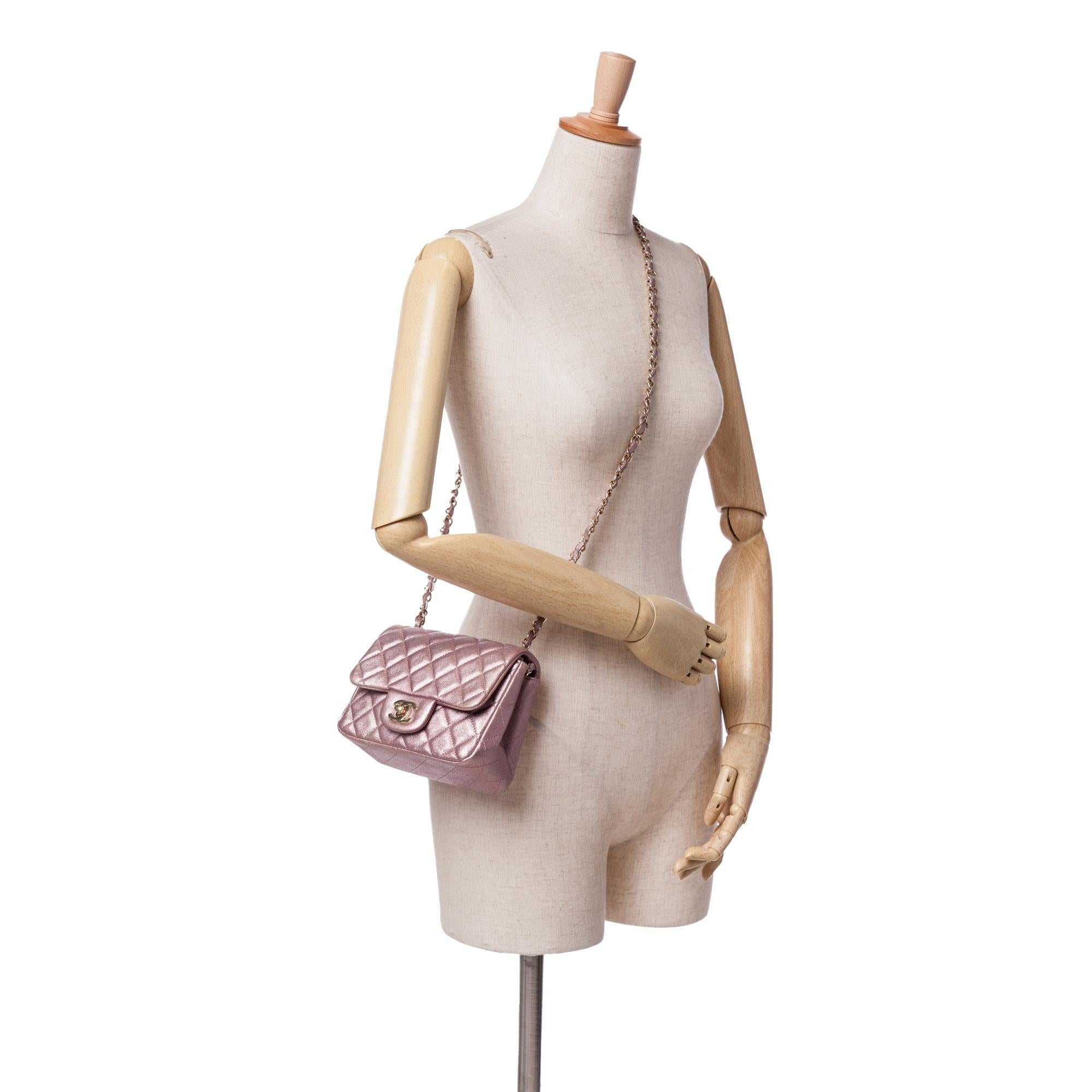 Chanel Mini Square Classic Metallic Calfskin Single Flap