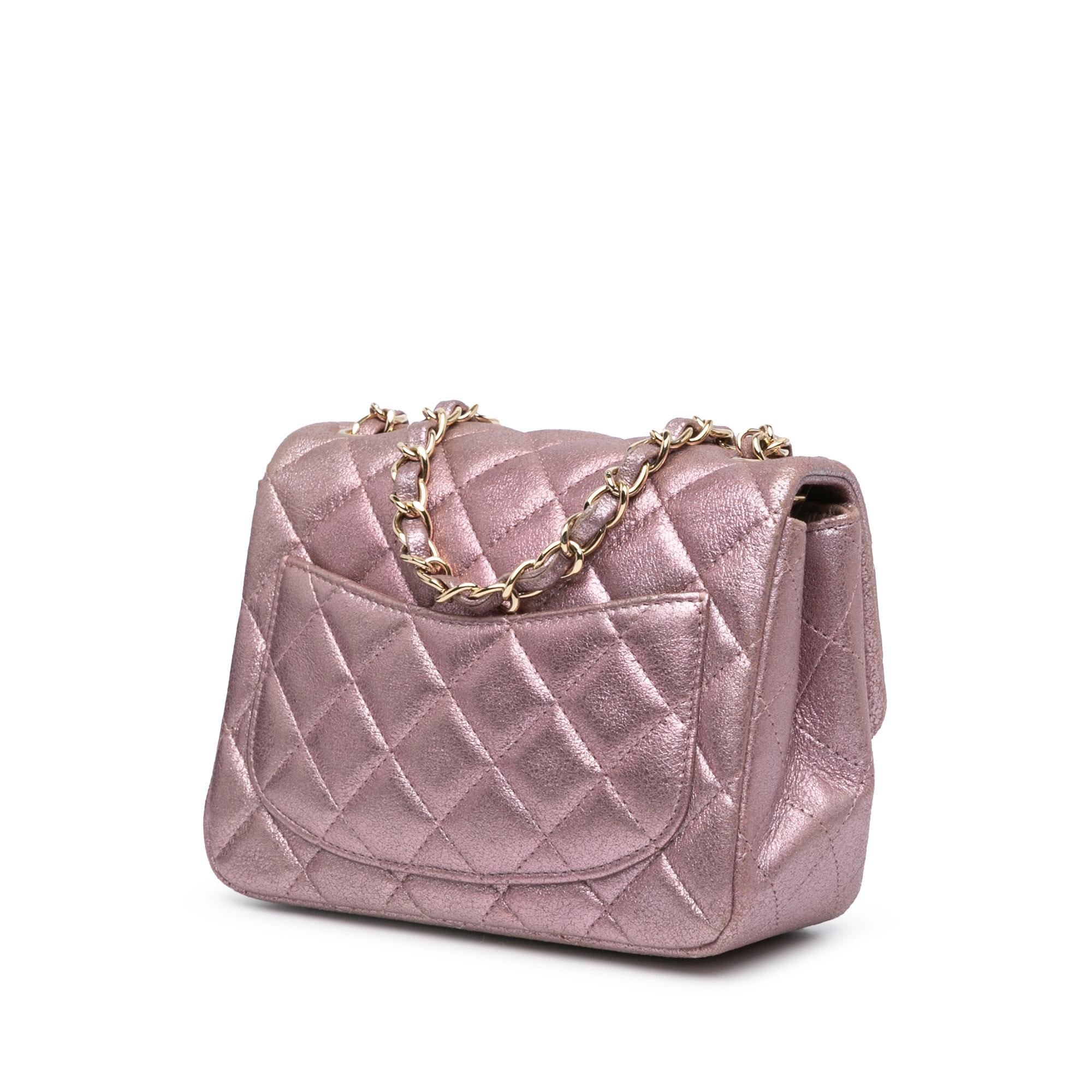Chanel Mini Square Classic Metallic Calfskin Single Flap