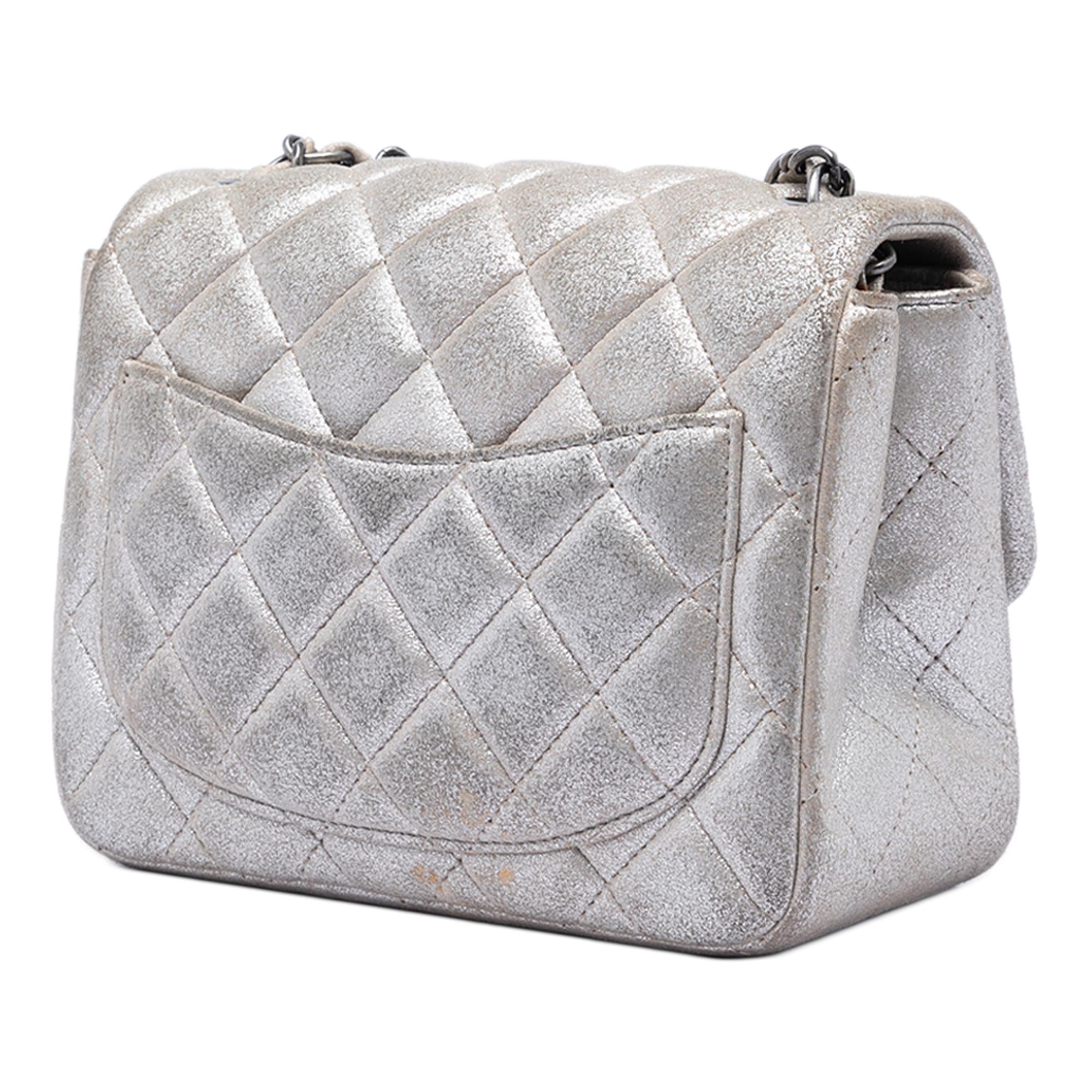 Chanel Mini Square Classic Metallic Lambskin Single Flap