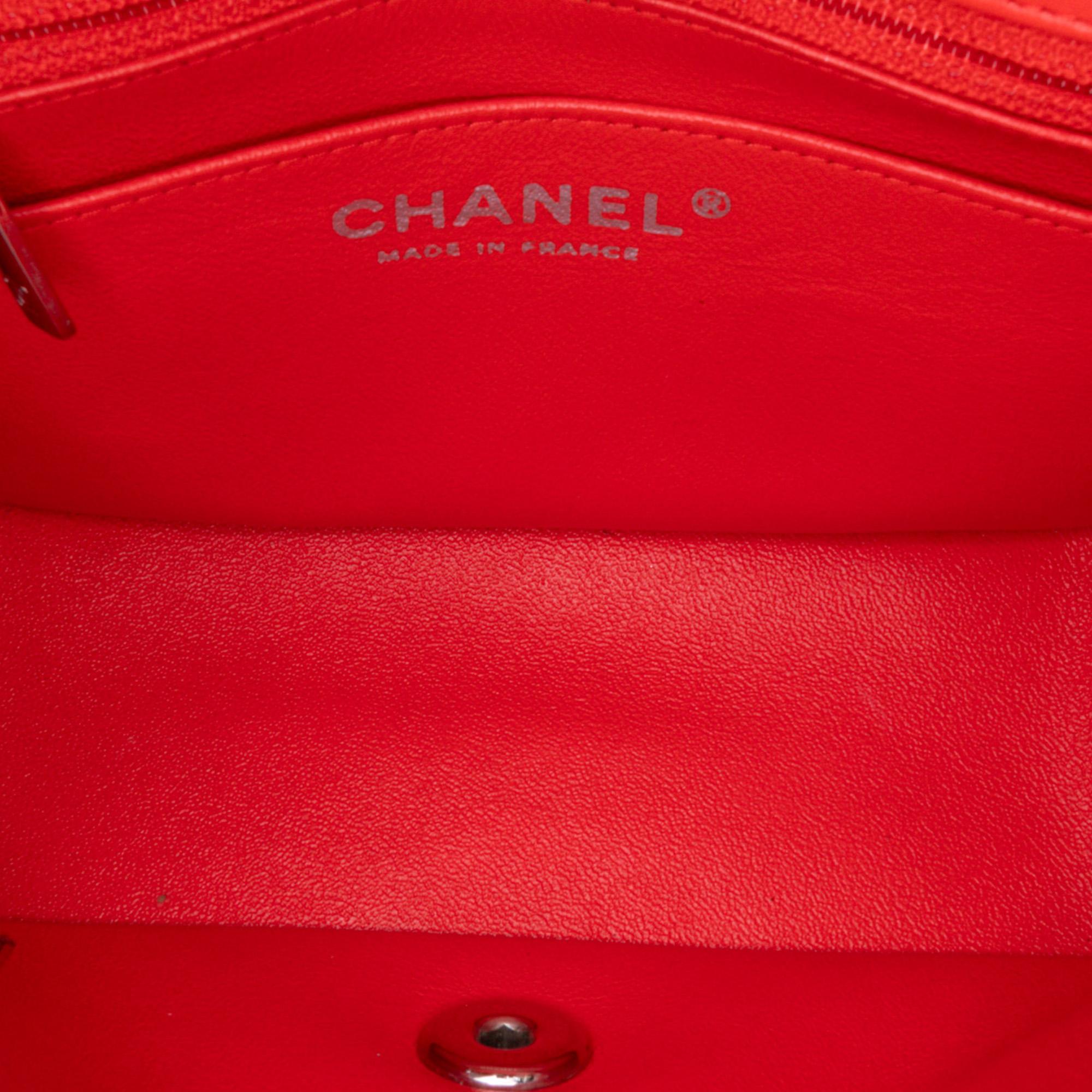 Chanel Mini Square Classic Patent Striped Single Flap