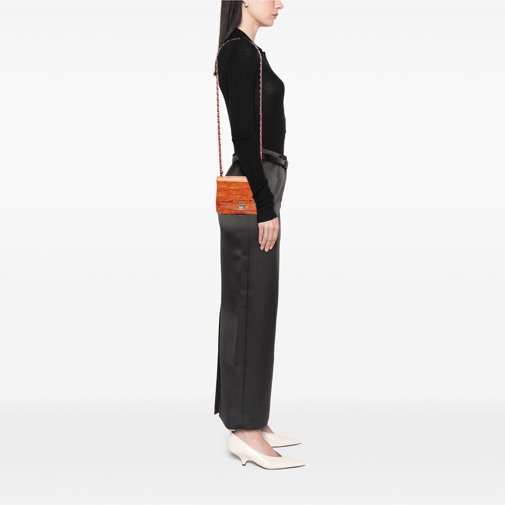 Chanel Mini Square Classic Patent Striped Single Flap