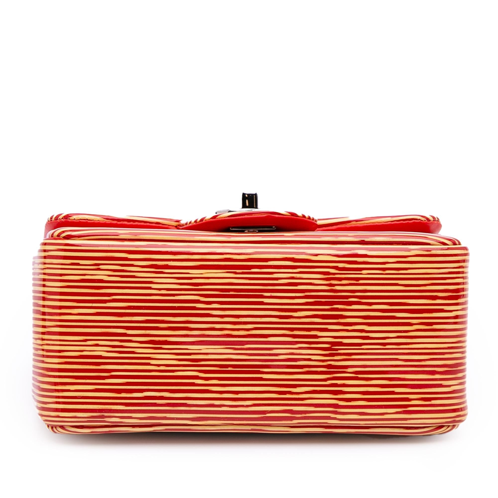 Chanel Mini Square Classic Patent Striped Single Flap