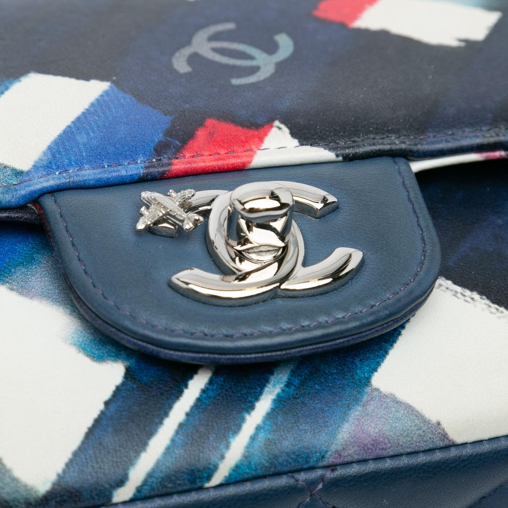 Chanel Mini Square Classic Printed Lambskin Airlines Flap (SHG-R7zeor)