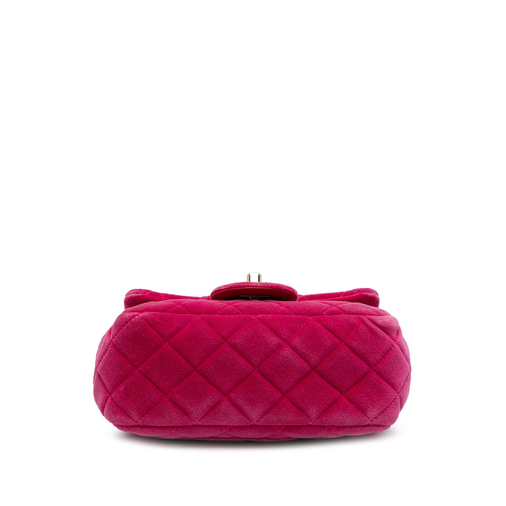 Chanel Mini Square Classic Velvet Pearl Crush Single Flap