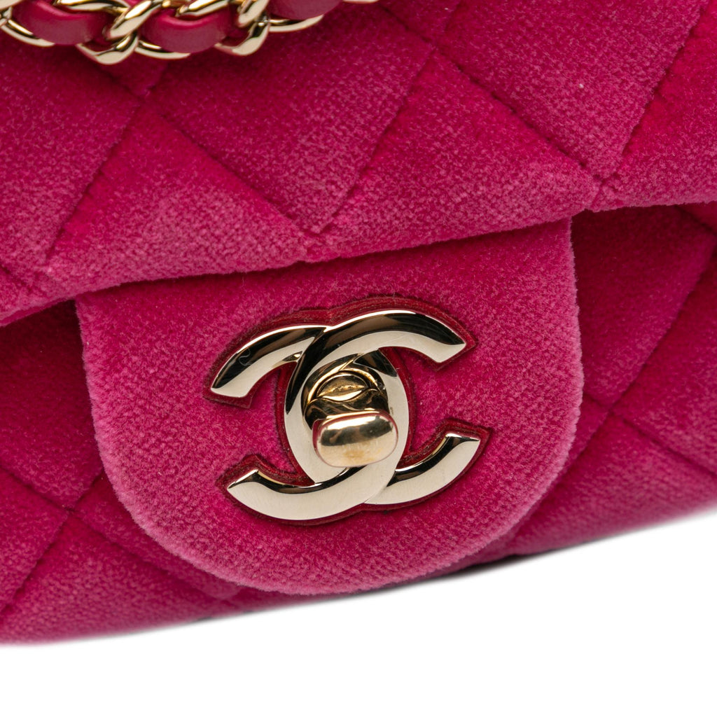 Chanel Mini Square Classic Velvet Pearl Crush Single Flap