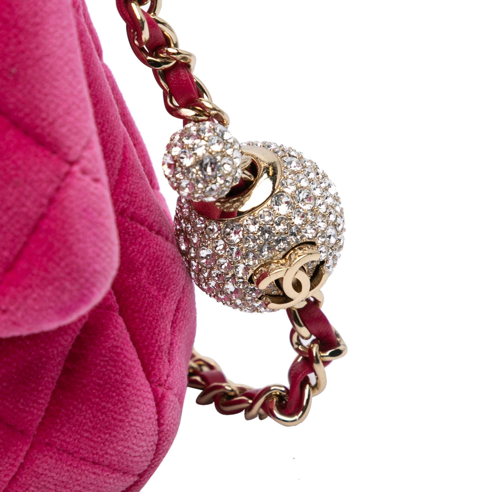 Chanel Mini Square Classic Velvet Pearl Crush Single Flap