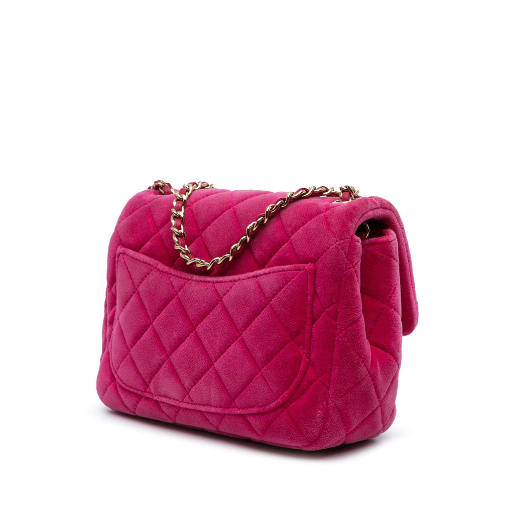 Chanel Mini Square Classic Velvet Pearl Crush Single Flap