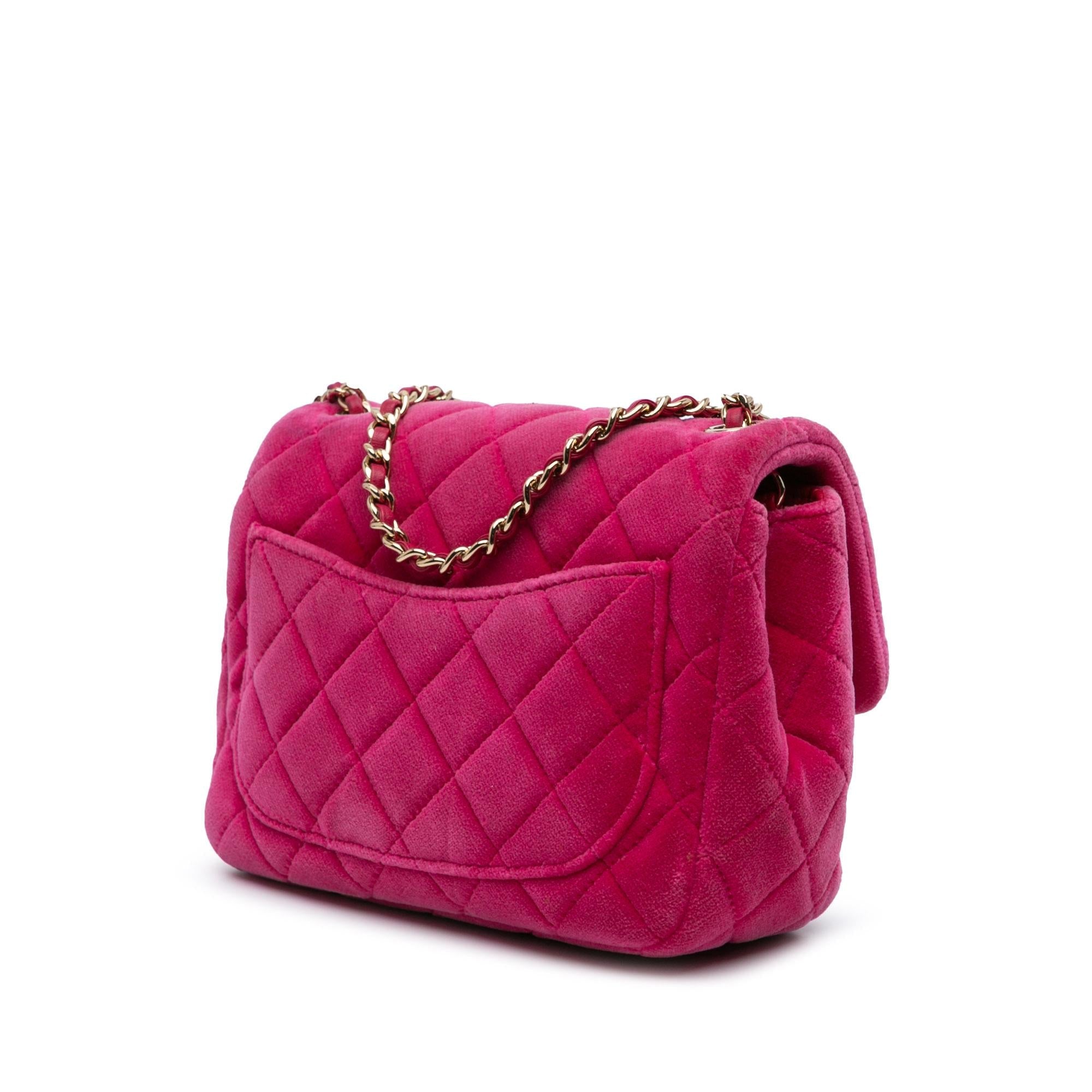 Chanel Mini Square Classic Velvet Pearl Crush Single Flap