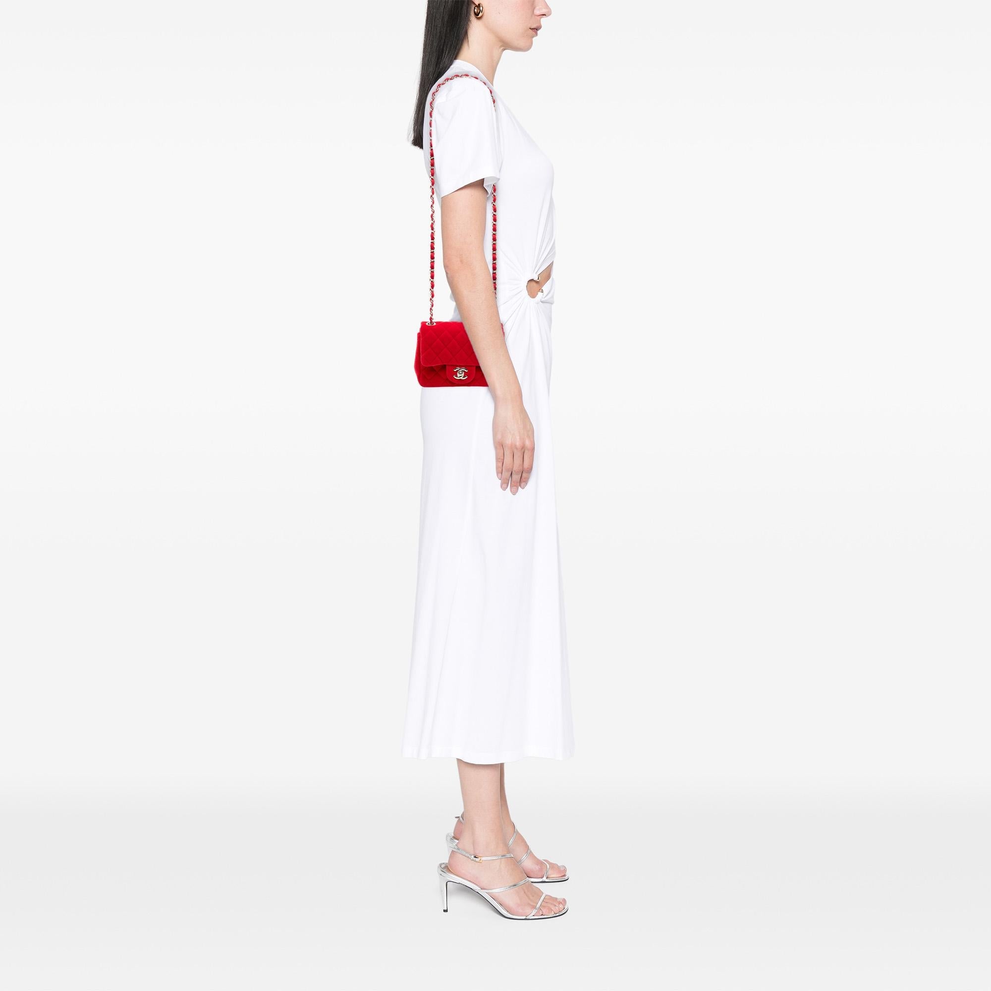 Chanel Mini Square Classic Velvet Single Flap